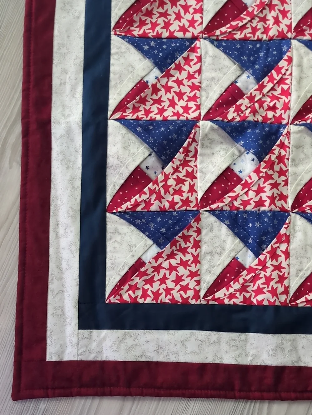 Handmade Patriotic Cathedral Window Quilt Wall Hanging 3D Americana Decor